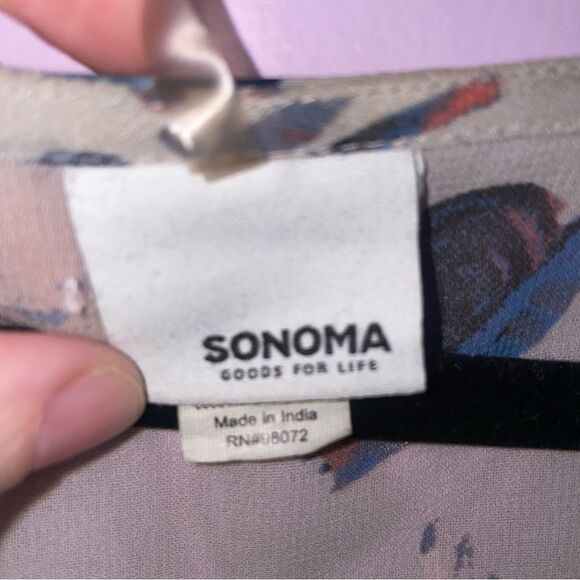 Sonoma 2X Sheer Cardigan Gray w Blue Floral Chiffon Longline Swim Kimono - Picture 5 of 9